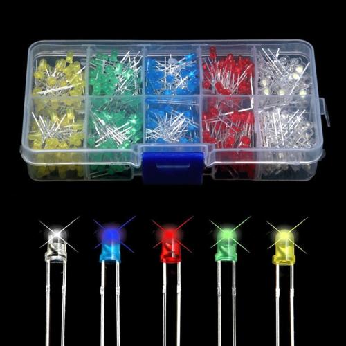 LED kit med 200 3mm dioder i fem farver
