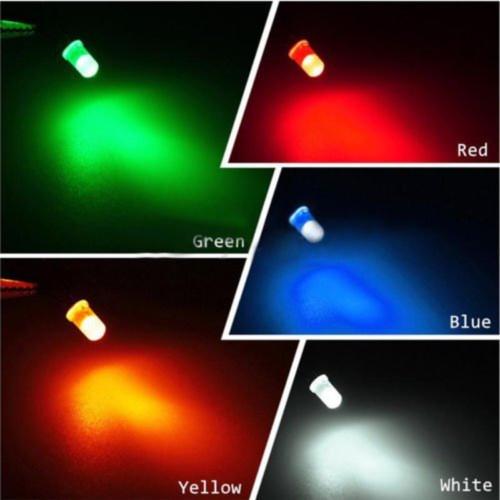 LED kit med 10 stk. 3 mm og 5 mm dioder i fem farver